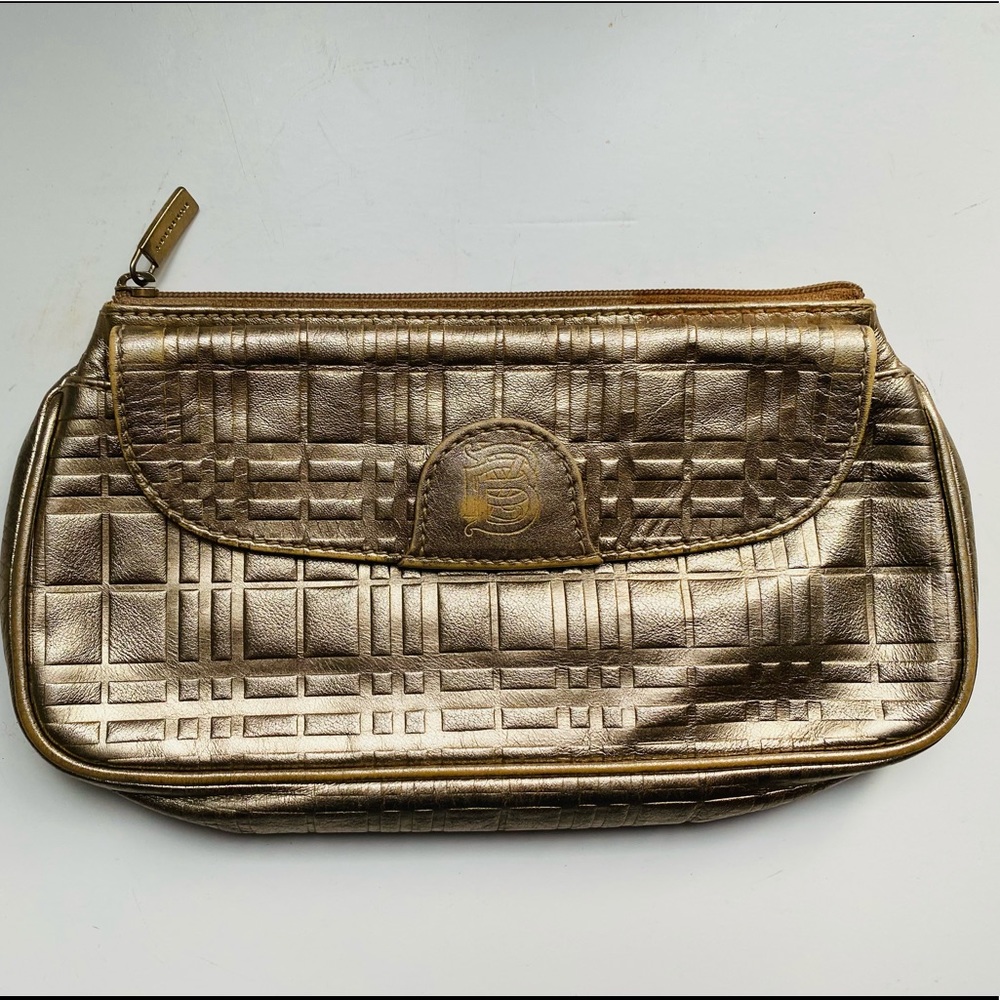 Burberry gold leather clutch